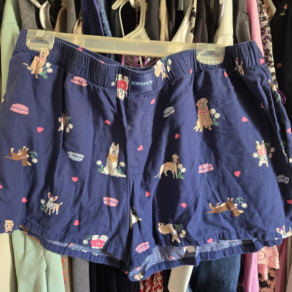 Lands' End Blue Dog Print Lounge Shorts